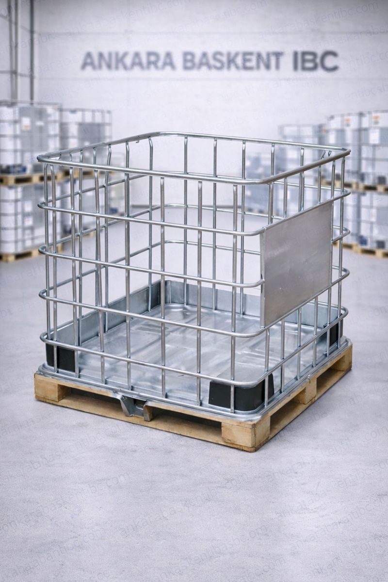 Başkent Ankara IBC Tank & Varil - IBC Tank Galvanizli Kutu Kafesi (Ahşap Palet)